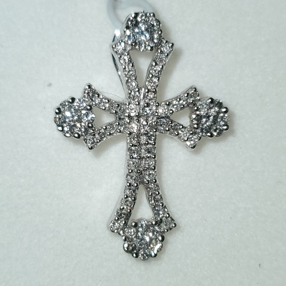 💥SOLD💥 EFFY Diamond Cross 14k Wht Gold W/ Papers - Picture 6 of 8